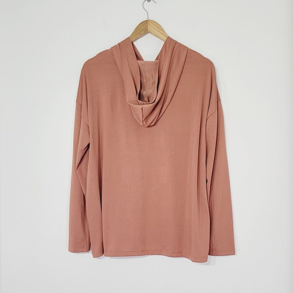 Shambhala Long Sleeve Hooded Athletic Running Shirt Top Muted Peach Pink XL - Picture 7 of 11